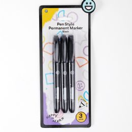 144 Bulk Permanent Marker Fine Tip Black 3-count
