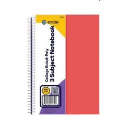 36 Bulk Spiral Notebook 3-Subject 6 X 9 Poly Cover 120 Ct., Red