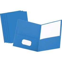 4 Bulk Paper 2-Pockets Portfolio, Blue 25-count