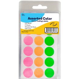 96 Bulk Assorted Color 3/4inch Round Label (306/count)