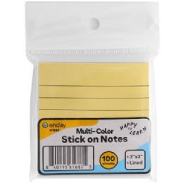 144 Bulk Yellow Lined Stick On Notes 3inch X 3inch 100 Ct.
