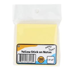 144 Bulk Yellow Stick On Notes 3inch X 3inch 100 Ct.