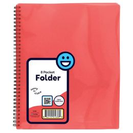 48 Bulk 8 Pocket Poly Folder With View, Red