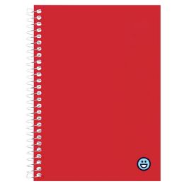 144 Bulk Notebook Spiral Poly Cover 5inch X 7inch 80 Ct Side Band Red