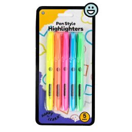 144 Bulk Pen Style Fluorescent Highlighter Asst Color W/ Pocket Clip (5/count)