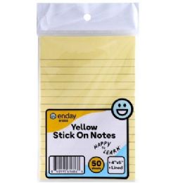 144 Bulk Yellow Lined Stick On Notes 4inch X 6inch 50 Ct.