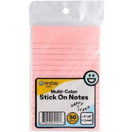 144 Bulk Multicolor Lined Stick On Notes 4inch X 6inch 50 Ct.