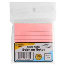 144 Bulk Multicolor Lined Stick On Notes 3 inch X 3 inch 100 Ct.