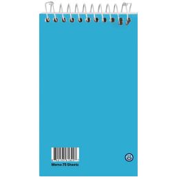 288 Bulk Memo Book Poly Cover Top Bound Spiral 3" X 5" 75 Ct., Blue