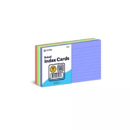 100 Bulk Ruled Ast Color Index Cards 3x5 100 Ct.