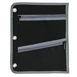 144 Bulk Jumbo Pencil Pouch 3-Pocket, Fit 3 Ring Binder Grey