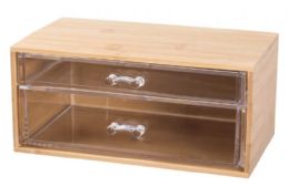 8 Bulk Elle Bamboo 2 Drawer Organizer 9.5 X 6 X 4 Inches