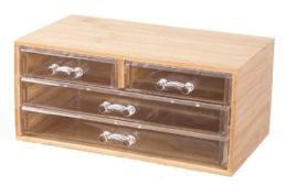 8 Bulk Elle Bamboo 4 Drawer Organizer 9.5 x 6 x 4 Inches