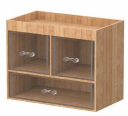 6 Bulk Elle Bamboo 3 Drawer Organizer 9.5 X 6 X 7.5 Inches