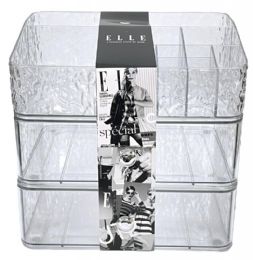 8 Bulk Elle Glacial 3 Tier Cosmetic Organizer (bottom 2 Shelves Covered Top Shelf Open