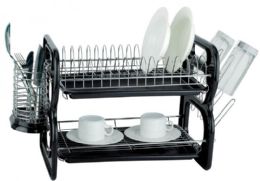 6 Bulk 2 Tier Dish Rack - Black