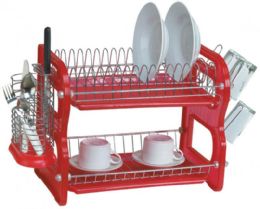 6 Bulk 2 Tier Dish Rack - Red