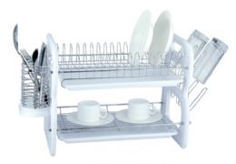 6 Bulk 2 Tier Dish Rack - White
