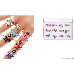 96 Bulk Butterfly And Evil Eye Colorful Ring