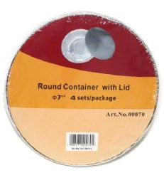 72 Bulk Aluminum Tray W Lids 4pc Round 7in