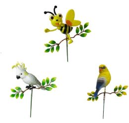 24 Bulk Assorted Bees & Birds Yard Stake