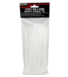 48 Bulk 200pc 8in 4.8mm White Cable Tie