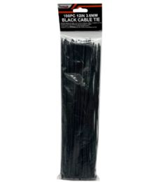 48 Bulk 100pc 12in 3.6mm Black Cable Tie