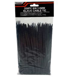 48 Bulk 200pc 8in 3.6mm Black Cable Tie