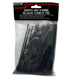 48 Bulk 200pc 6in 3.6mm Black Cable Tie