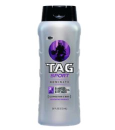48 Bulk Tag 18oz 3in1 Dominate Sport Shampoo