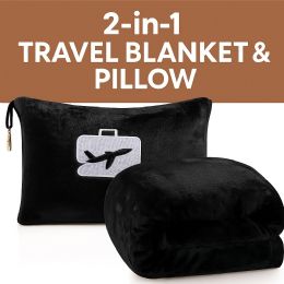12 Bulk Plush Travel Pillow & Blanket Set