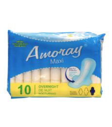48 Bulk Amoray 10pk Maxi Pads W Wings Overnight