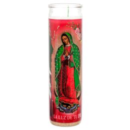 48 Bulk VELADORA WHITE VIRGEN GUADALUPE CANDLE