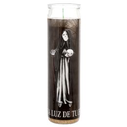 48 Bulk VELADORA SANTA MUERTE BLACK ROBE CANDLE