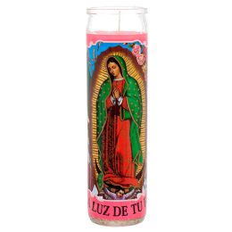 48 Bulk VELADORA PINK VIRGEN DE GUADALUPE CANDLE