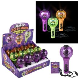 144 Bulk Jack O Lantern Light Up Spinning Wand Necklace 4.5-inch