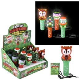 144 Bulk Light Up Christmas Mini Spinning Wand Necklaces 4.5-inch