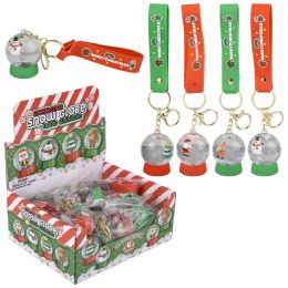 144 Bulk 2-inch Christmas Liquid Snow Globe Wristlet Clip Oon
