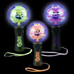 96 Bulk 7.25-inch LighT-Up Jack O Lantern Magic Ball Wand