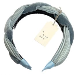 175 Bulk A New Day Blue Satin And Velvet Pleated Headband