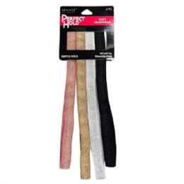 48 Bulk Dcnl  4 Count Gentle Hold Glitter Soft Headwraps