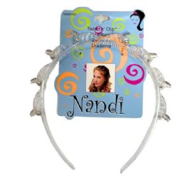 60 Bulk Twist 'n' Clip Clear Headband With Purple Rhinestone