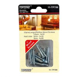 48 Bulk Topzone 20 Piece Large Phillips Wood Screws In Assorted Sizes