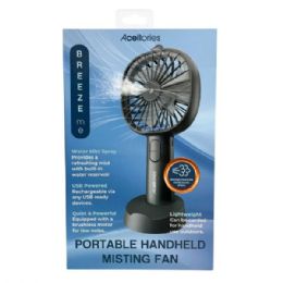 4 Bulk Acellories Portable Rechargeable Handheld Misting Fan In Black