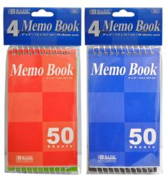 72 Bulk 4pc 50 Ct 3x5 Spiral Memo Notebook