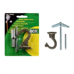 48 Bulk Jumbo Antique Brass Swag Hook Set