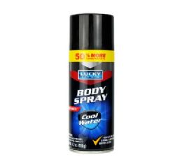 24 Bulk Lucky Mens Body Spray Cool Water 4.2oz