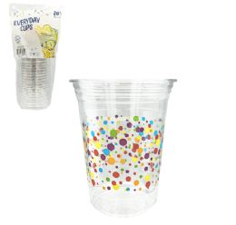 24 Bulk Pm Plastic Tumbler Clear Dots 16oz 20ct