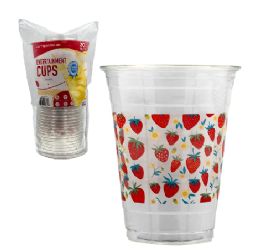 24 Bulk Pm Plastic Tumbler Clear Strawberry 16oz 20ct