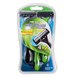 24 Bulk Pacific Triple Blade 6ct For Men